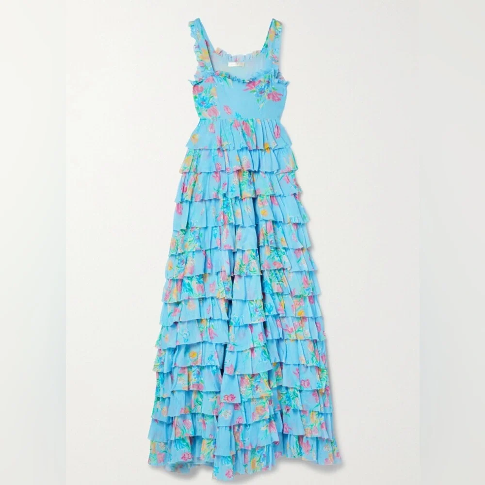 LoveShackFancy Idra Tiered Floral-print Voile Maxi Dress - 6 - Picture 2 of 5